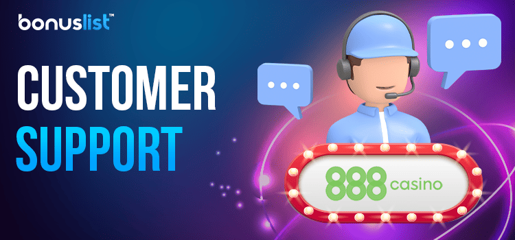 A 888 Casino customer support representative is providing support