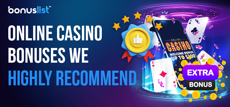 A mobile phone with an open casino bonus page with some other gaming items for online casino bonuses we highly recommend