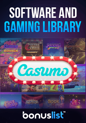 Casumo Casino gaming library screen with their logo