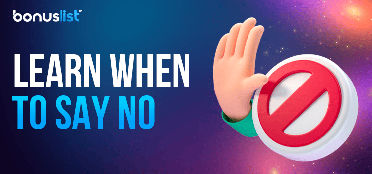 A hand with a stop sign for learning when to say no