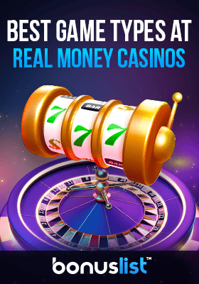 A casino roulette machine and a golden reel for the best game types at real money casinos