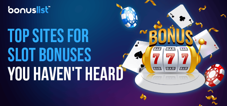 A casino reel, cards and chips on a podium for the top sites for slot bonuses you haven't heard