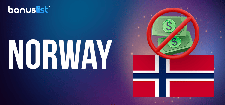 A flag of Norway and some cash with a NO sign for no deposit bonuses in Norway