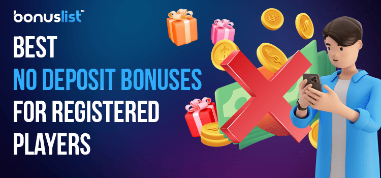 A person is using a mobile phone with some casino bonus items and a big cross sign on them for the best no deposit bonuses for registered players