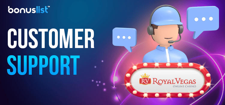 A Royal Vegas Casino customer support representative is providing support
