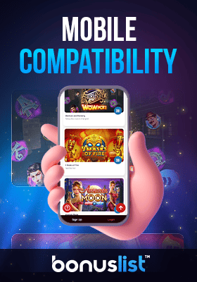 A hand is holding a mobile phone with Royal Vegas Casino mobile compatible site on it