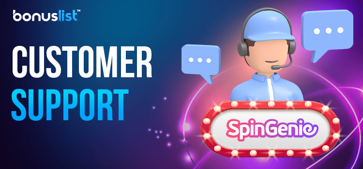 A Spin Genie Casino customer support representative is providing support