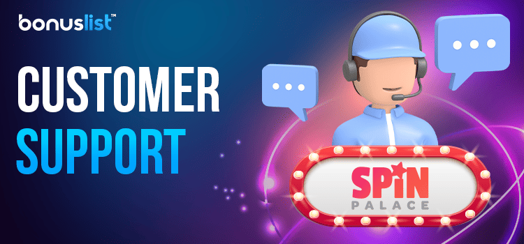 A Spin Palace Casino customer support representative is providing support