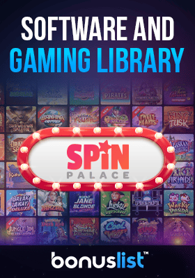 Spin Palace Casino gaming library screen with their logo