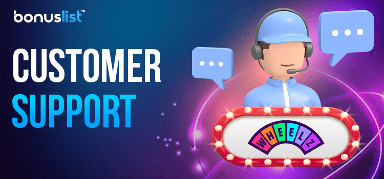 A Wheelz Casino customer support representative is providing support